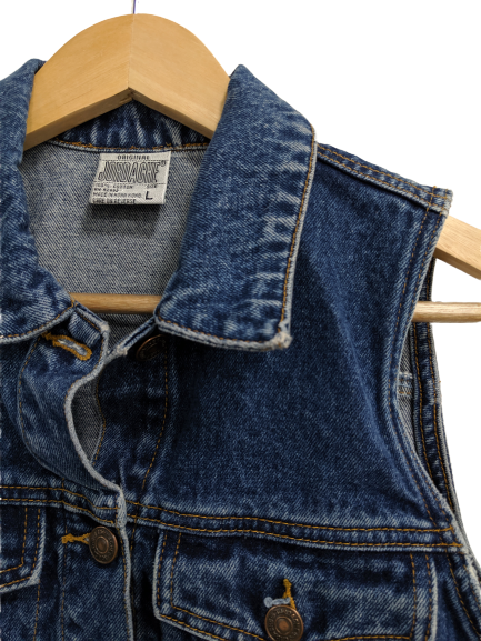 [L] Vintage Jordache Denim Vest with Lace-Up Sides