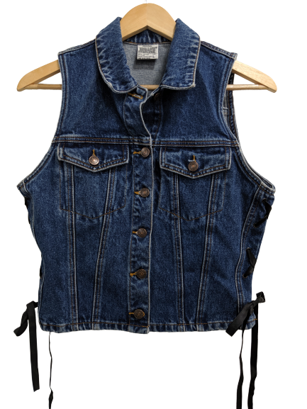 [L] Vintage Jordache Denim Vest with Lace-Up Sides