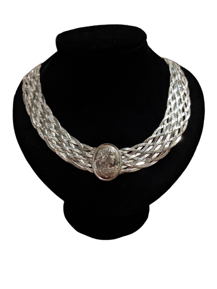 Braided Collar Necklace with Cameo