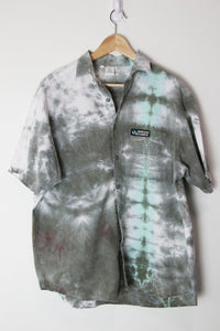 [L] Gray and Teal Tie Dye Shirt