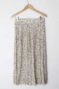 [M] Taupe Pleated Floral Skirt