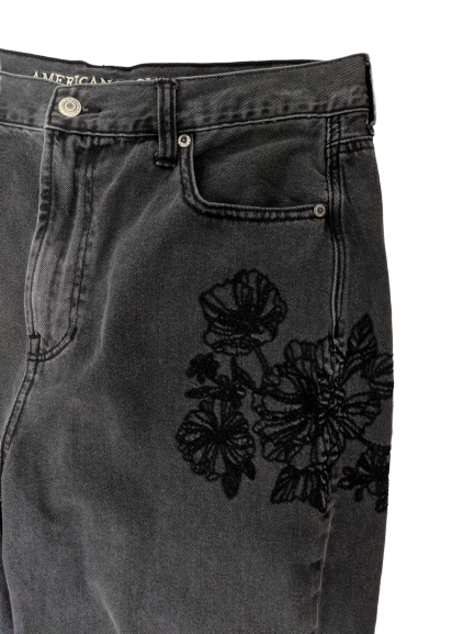 [L] American Eagle High-Waisted Embroidered Jeans