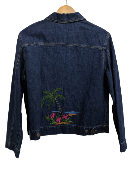 [M] Tropical Embroidered Denim Jacket