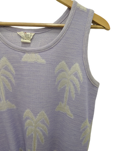 [M] 1960s Palm Tree Print Sleeveless Sweater