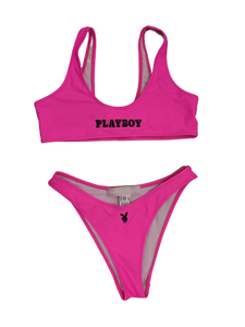 [M] Playboy X Missguided Neon Pink Bikini