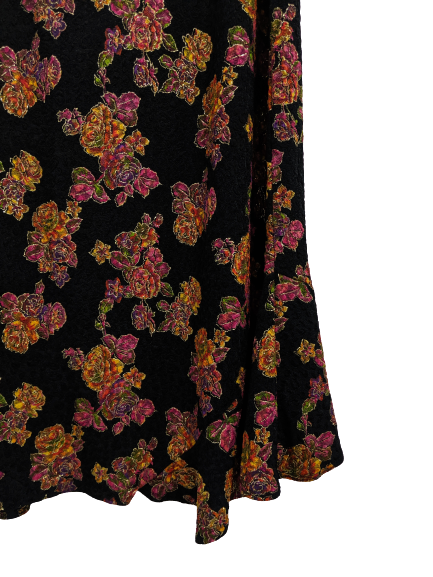 [L] Vintage 90s Floral Midi Skirt