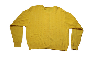 [L] Yellow Cable Knit Cardigan