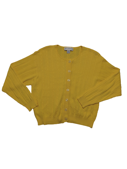 [L] Yellow Cable Knit Cardigan